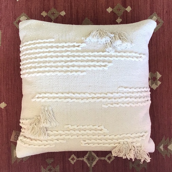 UGG Textured Tassel Pillow with Feather/Down Insert - Picture 1 of 7